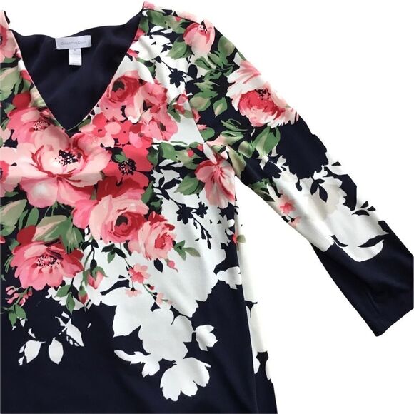 Charter club pink floral and navy top medium - Picture 3 of 6